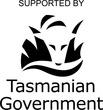 Supported by Tasmanian Government logo with Tasmanian Tiger